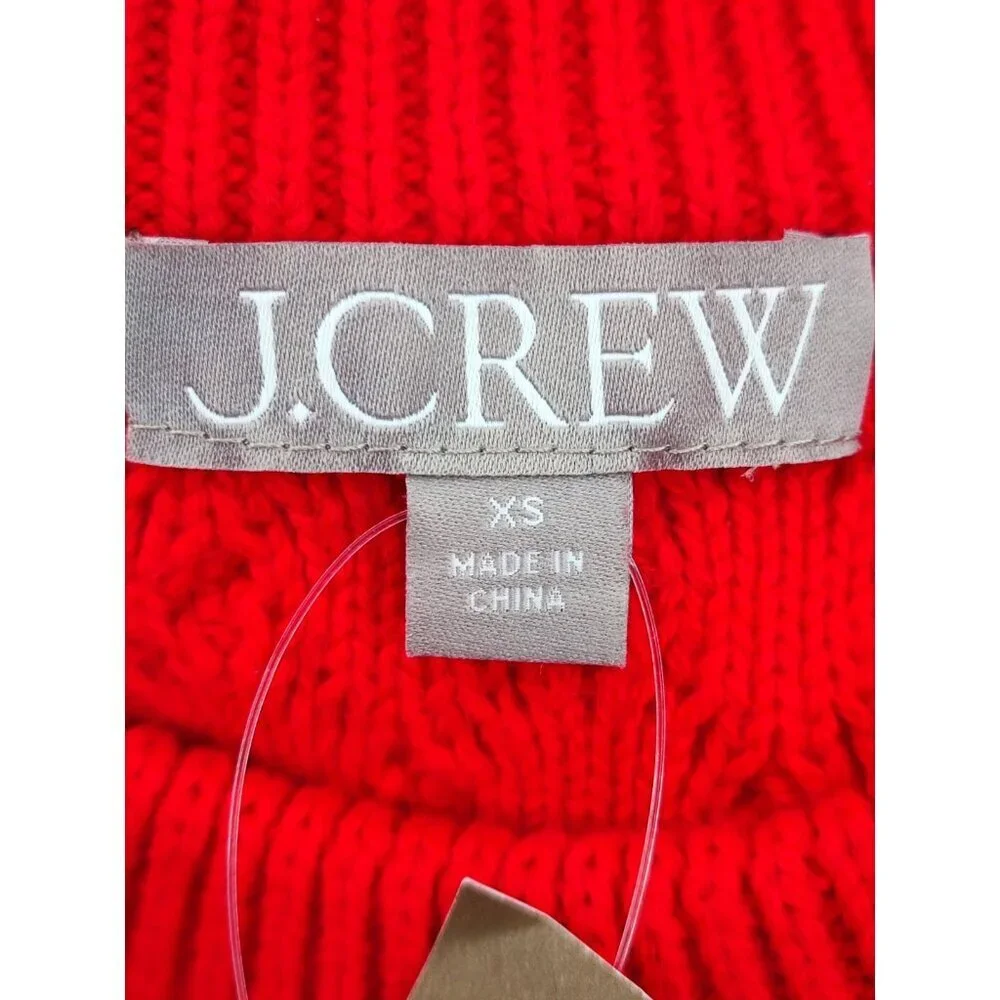J. Crew Women’s Size XS Cable Knit Sweater Red Crew Neck Pullover Casual
